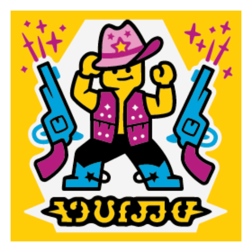 Tile 2 × 2 with Party Poppers print Yellow