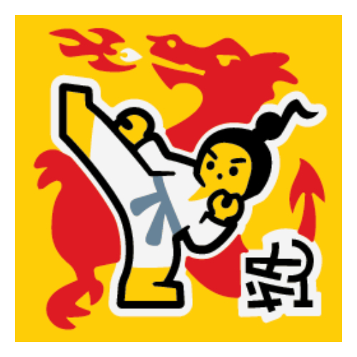 Tile 2 × 2 with Martial Arts print Yellow