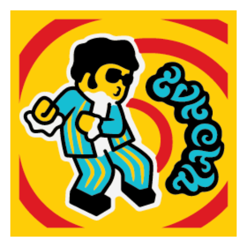 Tile 2 × 2 with Groovy Dance print Yellow