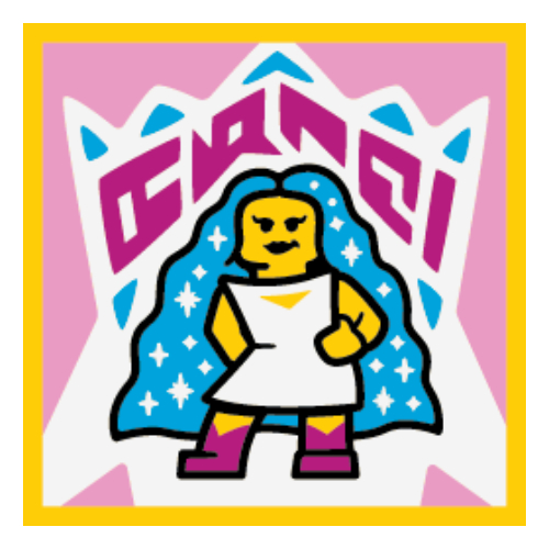 Tile 2 × 2 with Glam Poses print Gelb