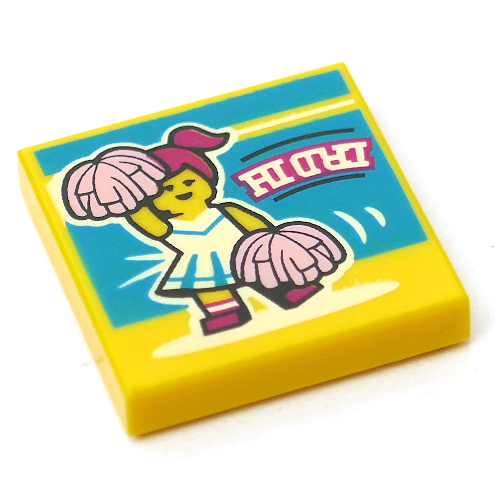 Tile 2 × 2 with Cheerleader Dance print Gelb