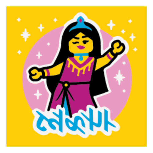 Tile 2 × 2 with Bollywood Dance print Yellow