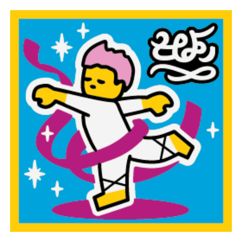 Tile 2 × 2 with Ballet Dance print Gelb
