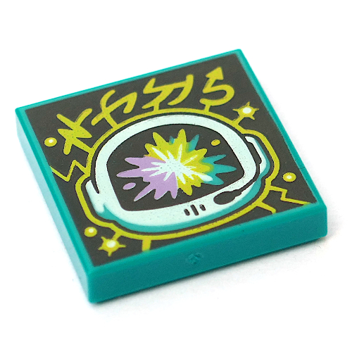 Tile 2 × 2 with Touch Harmony, Astronaut Helmet print Dunkeltürkis