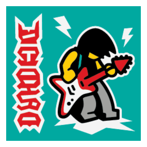 Tile 2 × 2 with Rock Guitar Solo print Dunkeltürkis