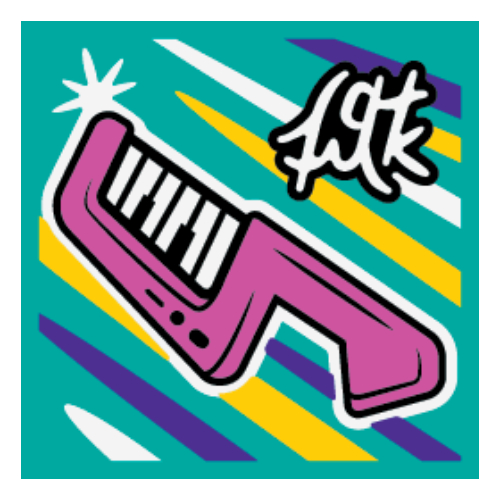 Tile 2 × 2 with Keytar print Dark Turquoise