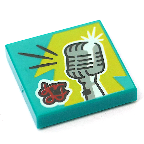 Tile 2 × 2 with Acapella Solo print Dark Turquoise