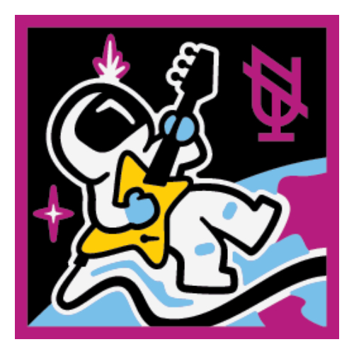 Tile 2 × 2 with Space Suit print Magenta
