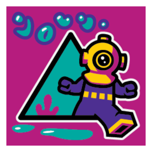 Tile 2 × 2 with Diver Suit print Magenta