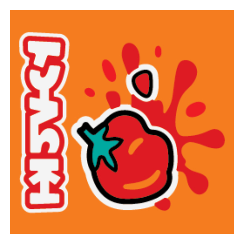 Tile 2 × 2 with Tomatoes print Orange