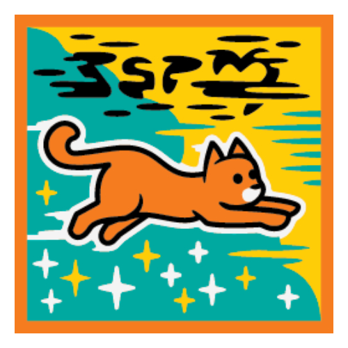 Tile 2 × 2 with Super Cats print Orange