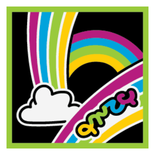 Tile 2 × 2 with Rainbow Galore print Lime