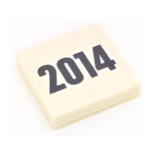 Fliese 2 × 2 mit '2014' Druck Weiß