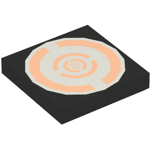 Tile 2 × 2 with Aquazone Silver and Copper Circular Print Schwarz