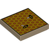 Tile 2 × 2 with Honeycomb with Two Bees (Beehive) Print Dark Tan