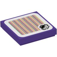 Tile 2 × 2 with Spiny Cheep Cheep and Barcode Print (Sticker) Dunkellila