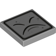 Tile 2 × 2 with Black Curved Lines and Border Print (Thwimp Face) Hellblaugrau