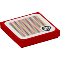 Tile 2 × 2 with Huckit Crab and Barcode Print (Sticker) Rot