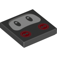Tile 2 × 2 with Eyes and Red Buttons Print (Ninji Face) Schwarz