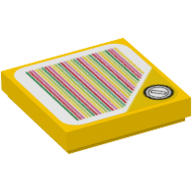 Tile 2 × 2 with Coin on Yellow Triangle and Barcode Print (Sticker) Yellow