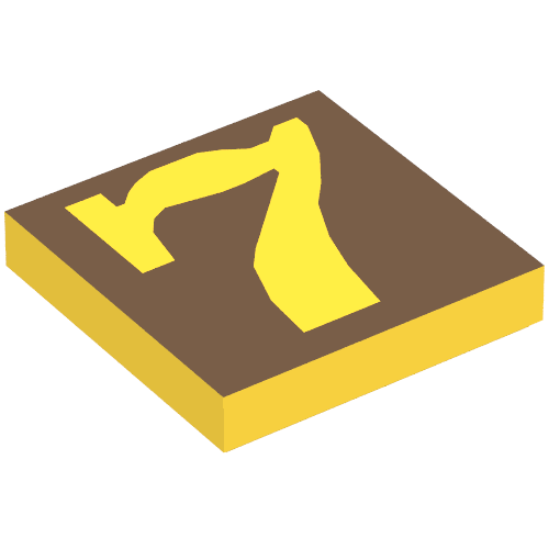 Tile 2 × 2 with Number 7 Brown Background Pattern Gelb