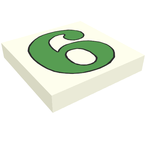 Tile 2 × 2 with Number 6 / 9 Green Print White