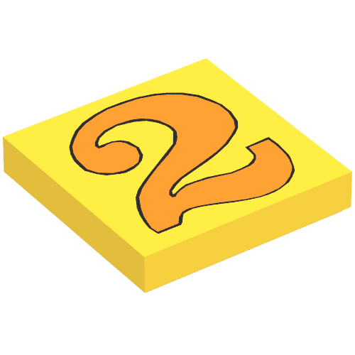 Tile 2 × 2 with Number 2 Orange Pattern Gelb