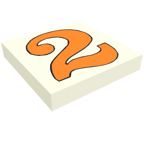 Tile 2 × 2 with Number 2 Orange Pattern Weiß