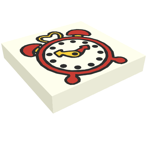 Tile 2 × 2 with Fabuland Alarm Clock Print Weiß