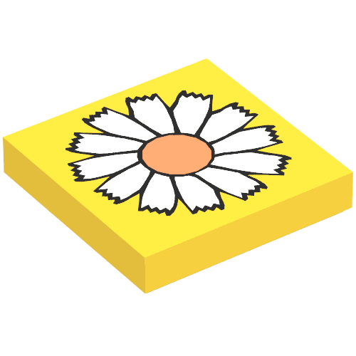 Tile 2 × 2 with Flower Print Yellow