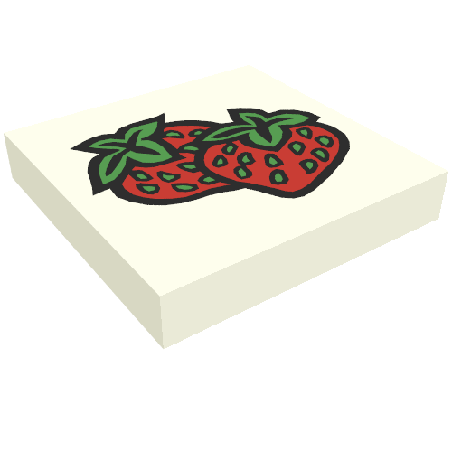 Tile 2 × 2 with Fabuland Strawberry Print [3646] Weiß