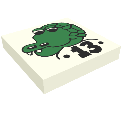 Tile 2 × 2 with Fabuland Crocodile Print [3664] White