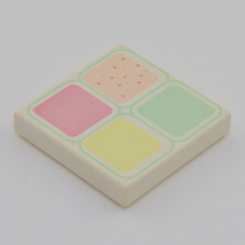 Tile 2 × 2 with 4 Pastel Squares Print White