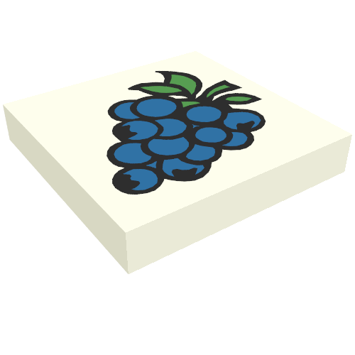 Tile 2 × 2 with Fabuland Grapes Print White