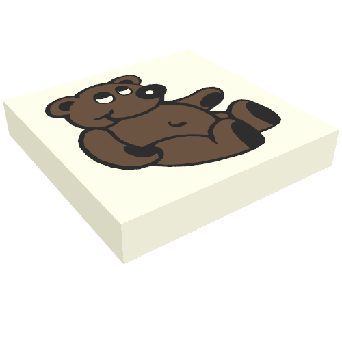 Tile 2 × 2 with Fabuland Bear Print White