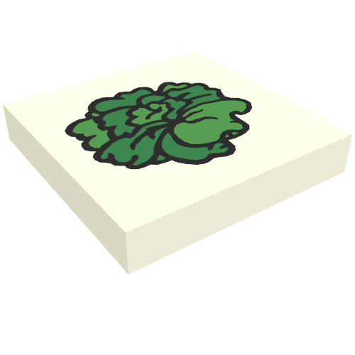 Tile 2 × 2 with Fabuland Lettuce Print [3646] Weiß