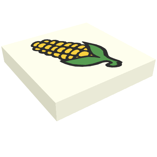 Tile 2 × 2 with Fabuland Corn Print White