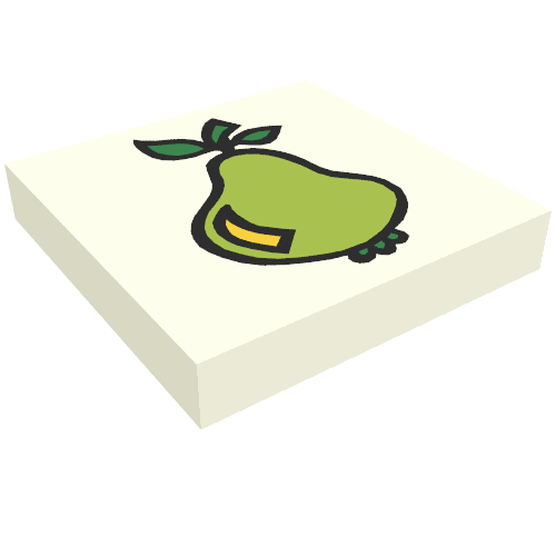 Tile 2 × 2 with Fabuland Pear Print White