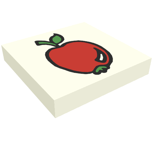 Tile 2 × 2 with Fabuland Apple Print [3647 / 3675] White
