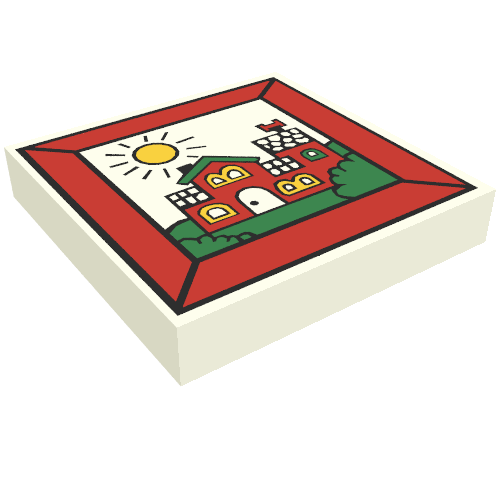 Tile 2 × 2 with Fabuland House In Frame Print White