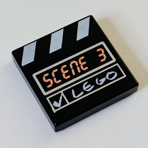 Tile 2 × 2 with Scene 3 and White Stripes Clapperboard Print Black