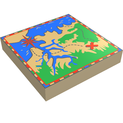 Tile 2 × 2 with Map Adventurers: Jungle and Delta Print Tan