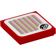 Tile 2 × 2 with Spiny and Barcode Print (Sticker) Rot