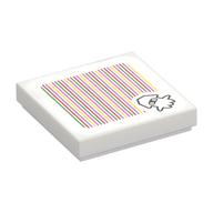 Tile 2 × 2 with Blooper and Barcode Print (Sticker) Weiß