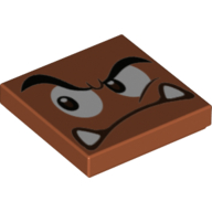Tile 2 × 2 with Goomba Face Looking Right with Closed Mouth Print Dunkelorange