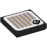 Tile 2 × 2 with Fuzzy and Barcode Print (Sticker) Black