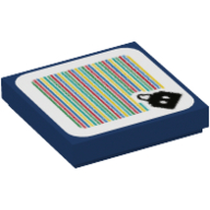 Tile 2 × 2 with Bob-Omb and Barcode Print (Sticker) Dark Blue