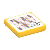 Tile 2 × 2 with Lava Bubble and Barcode Print (Sticker) Gelb