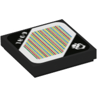 Tile 2 × 2 with 'GOAL', Bowser, and Barcode Print (Sticker) in Schwarz
