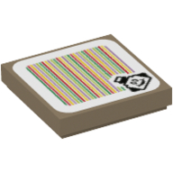 Tile 2 × 2 with Pokey and Barcode Print (Sticker) Dunkelbeige